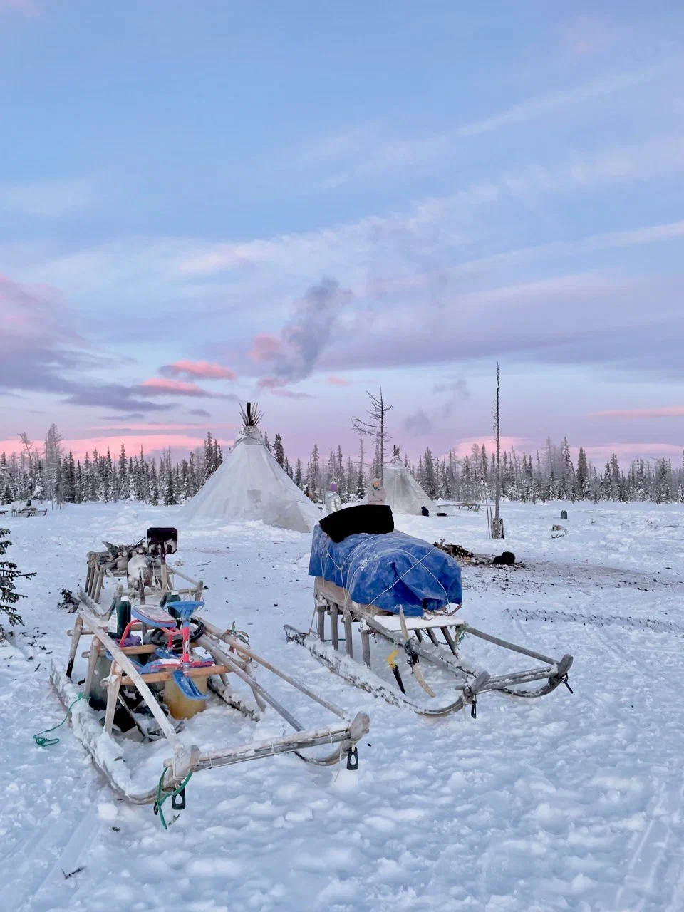 Ямал: ночь в чуме у оленеводов, северное сияние, перемещение на Трэколе, парк Ингилор (7/19)