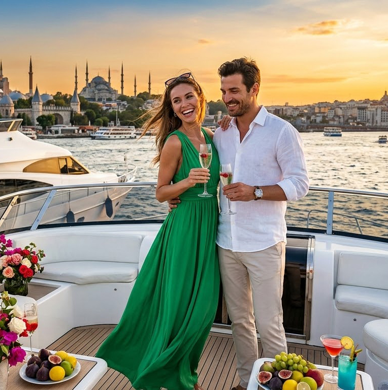 Романтический премиум-Стамбул для двоих: приватная яхта, отель с видом на Босфор