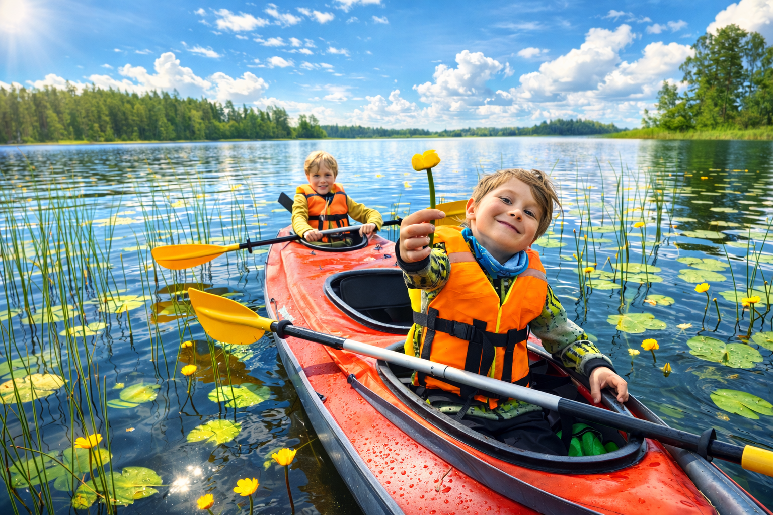 Семейный сплав на байдарках по р.Вуокса: квест и походная баня (5+)