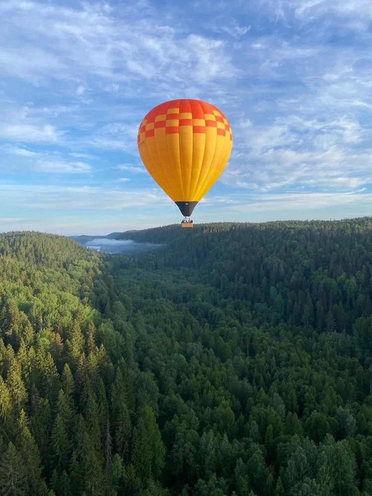 Воздушный шар, Водопады, закат над Ладогой