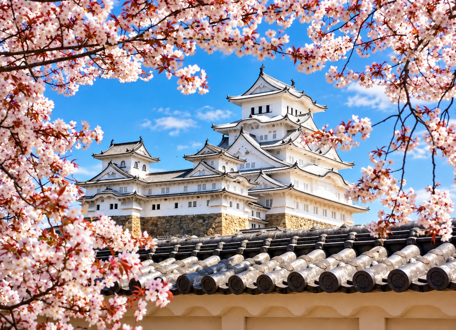 Япония в цветах сакуры и гора Фудзи