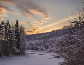 Новогодние каникулы в лесной деревне, в русской избе