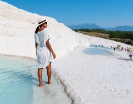Травертины Памуккале и античный Хиераполис из Кемера