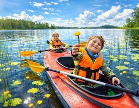 Семейный сплав на байдарках по р.Вуокса: квест и походная баня (5+)