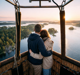 Романтическая Карелия для двоих: Воздушный шар, отель на берегу Ладоги, Рускеала