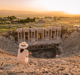 Вечерний Памуккале — очарование заката из Кемера