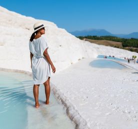 Травертины Памуккале и античный Хиераполис из Кемера