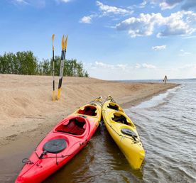 Сплав на каяках Волжские острова на устье Илети