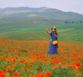 Цветение маков в Киргизии