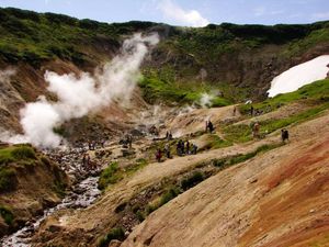 Дачные источники Мутновского вулкана: фумарольные поля активной зоны