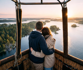 Романтическая Карелия для двоих: Воздушный шар, отель на берегу Ладоги, Рускеала