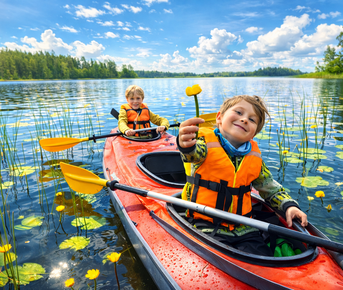 Семейный сплав на байдарках по р.Вуокса: квест и походная баня (5+)