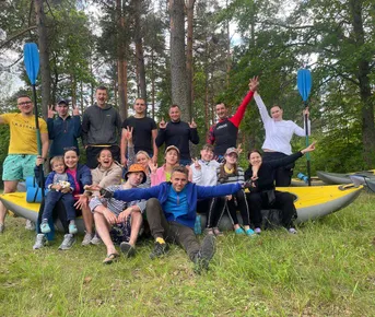 Корпоратив на природе у реки: лагерь, рыбалка, купание, баня, еда в казане. Под ключ