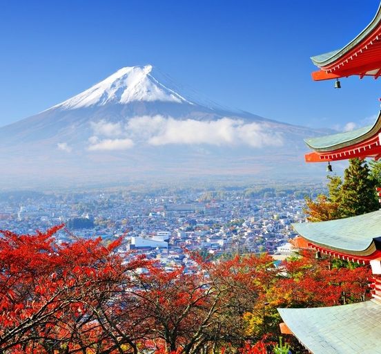 Iconic sights of Japan. Wonderful season of red leaves "momiji"