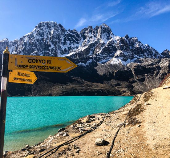 Nepal. Trek to Gokyo lakes. Flight by plane and helicopter.