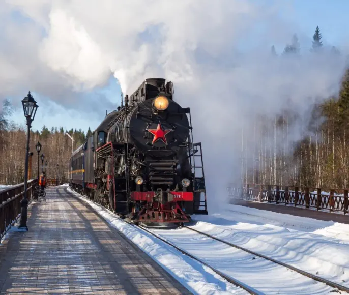 Жемчужина Карелии путешествие в Рускеала на Ретропоезде (на Ласточке из Петербурга)