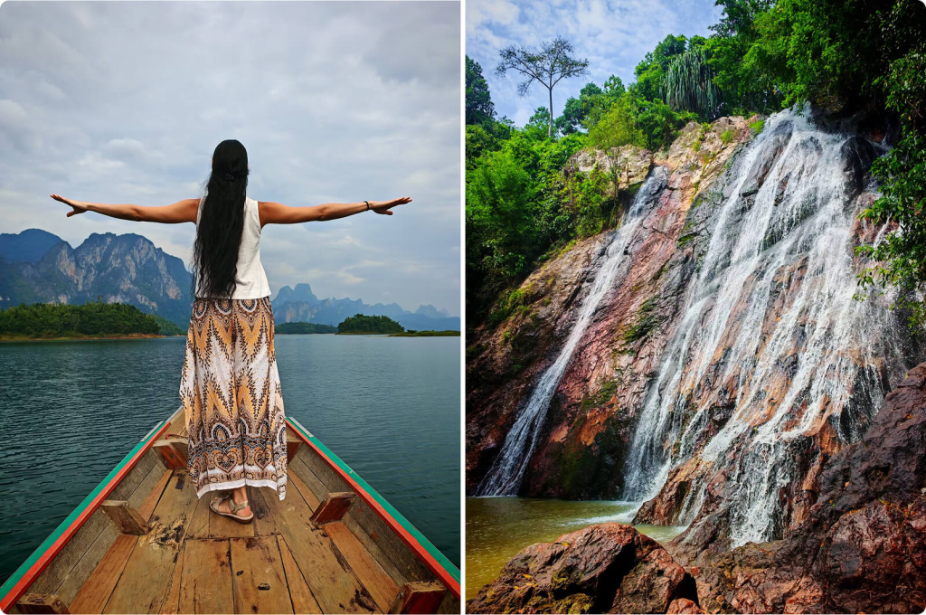 Водопад и девушка