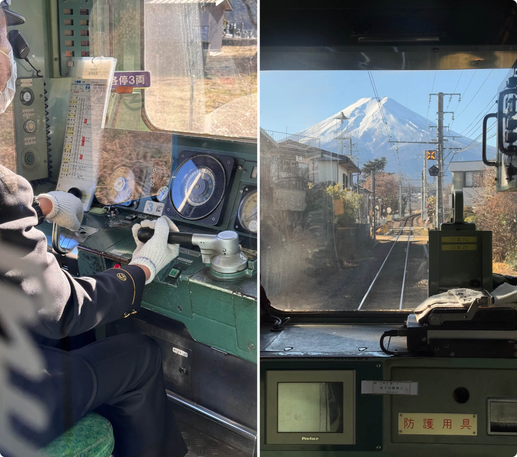 Поезд и вид на гору